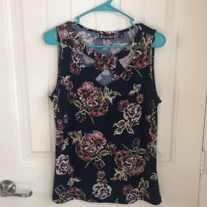 NY and Co. navy floral print blouse